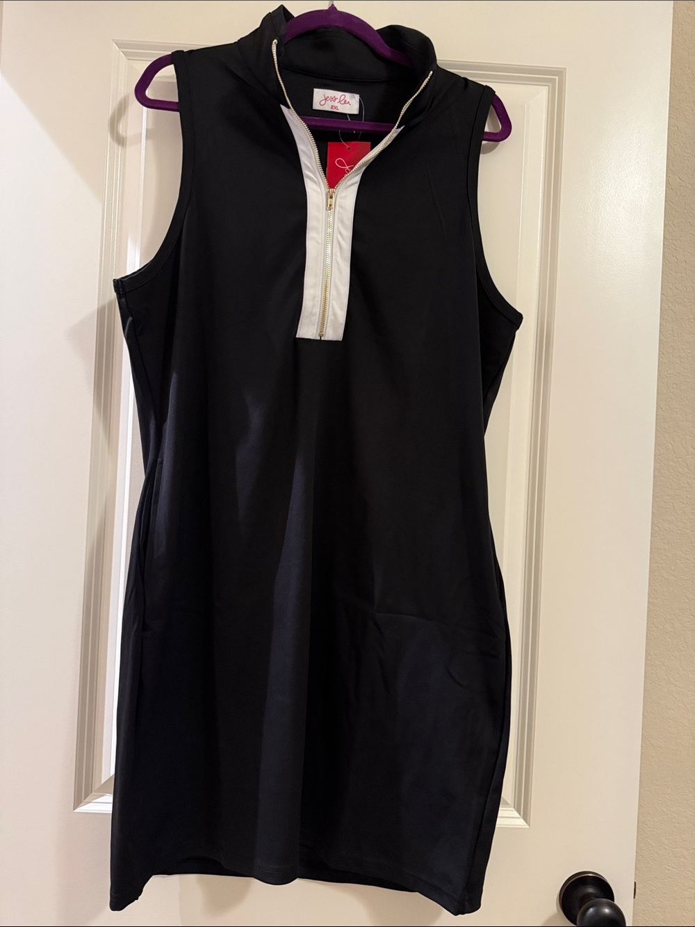 Jess Lea Black Sleeveless Tank Dress with White Zip Trim